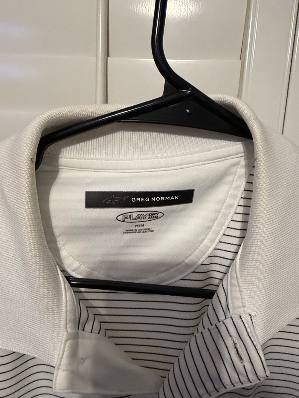 Greg Norman Play Dry Shark Embroidered Golf Polo Men’s XL White Striped - Picture 3 of 4